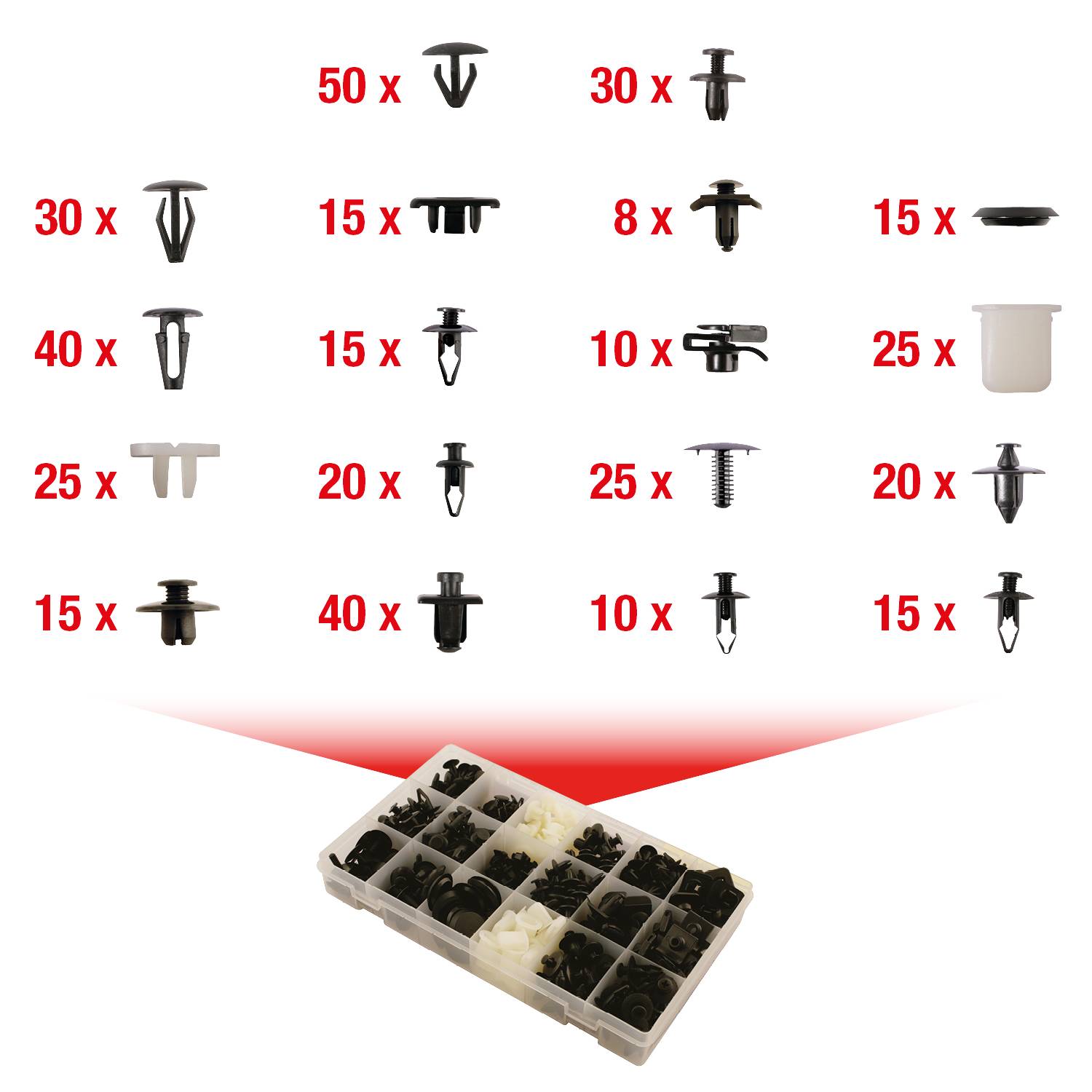 KS Tools 420.0550 Befestigungs-Clip-Satz für Nissan, 408-tlg