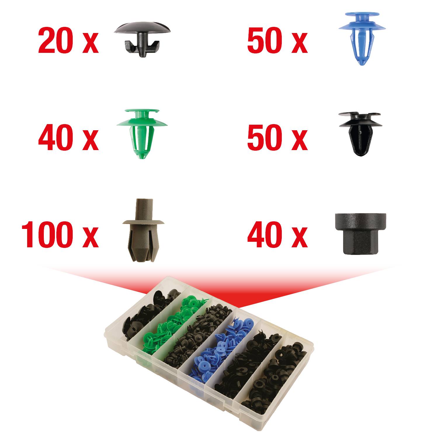 KS Tools 420.0600 Befestigungs-Clip-Satz für Opel, 300-tlg