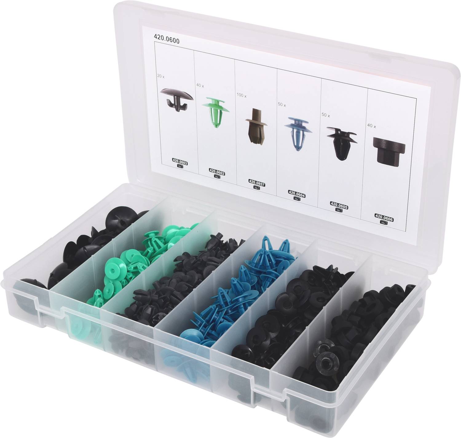 KS Tools 420.0600 Befestigungs-Clip-Satz für Opel, 300-tlg