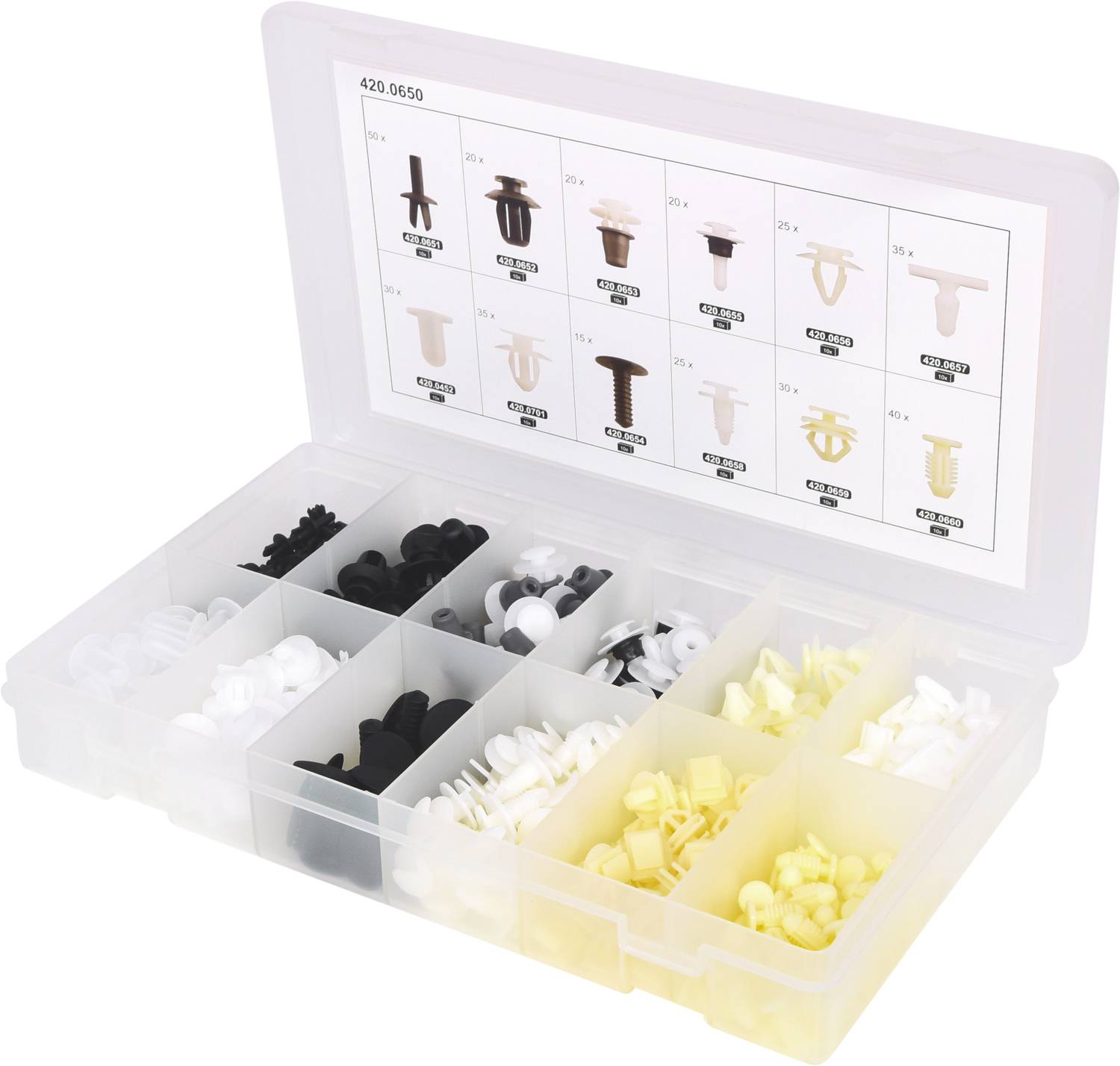 KS Tools 420.0650 Befestigungs-Clip-Satz Citroën/Peugeot, 345-tlg