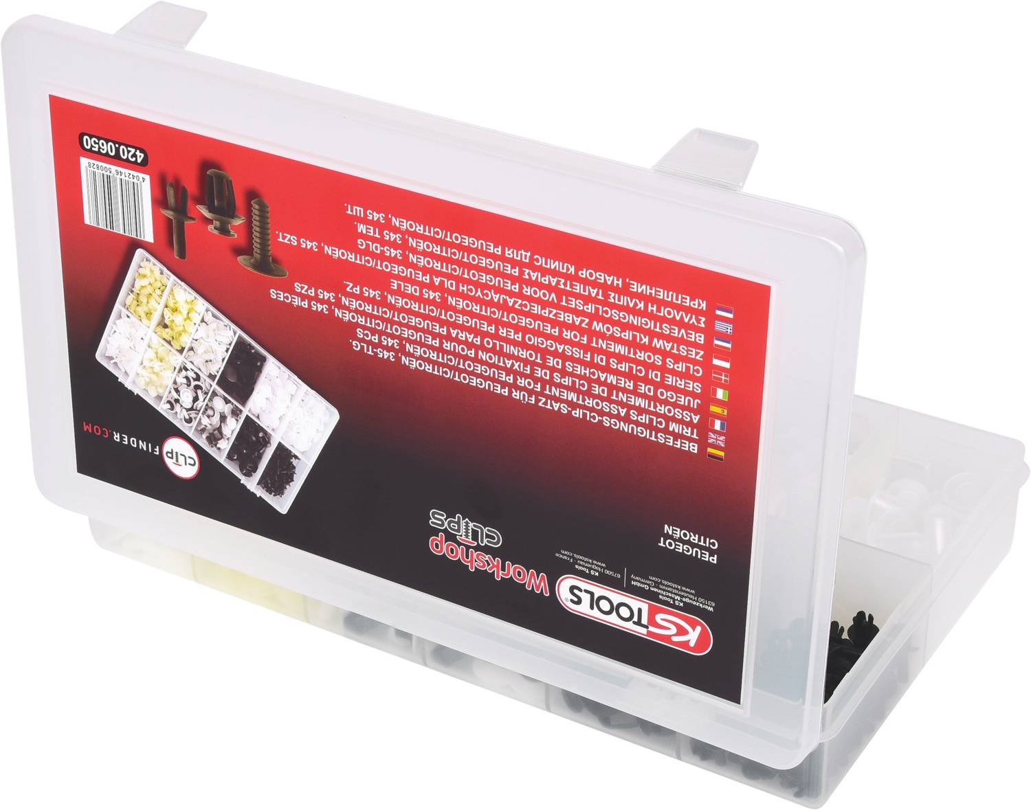 KS Tools 420.0650 Befestigungs-Clip-Satz Citroën/Peugeot, 345-tlg