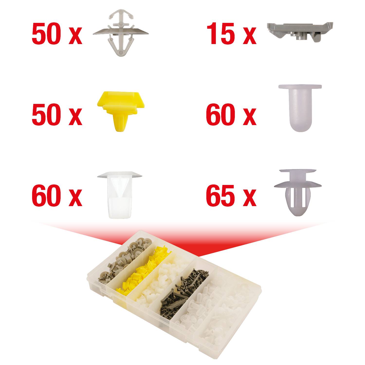 KS Tools 420.0750 Befestigungs-Clip-Satz für Renault, 300-tlg