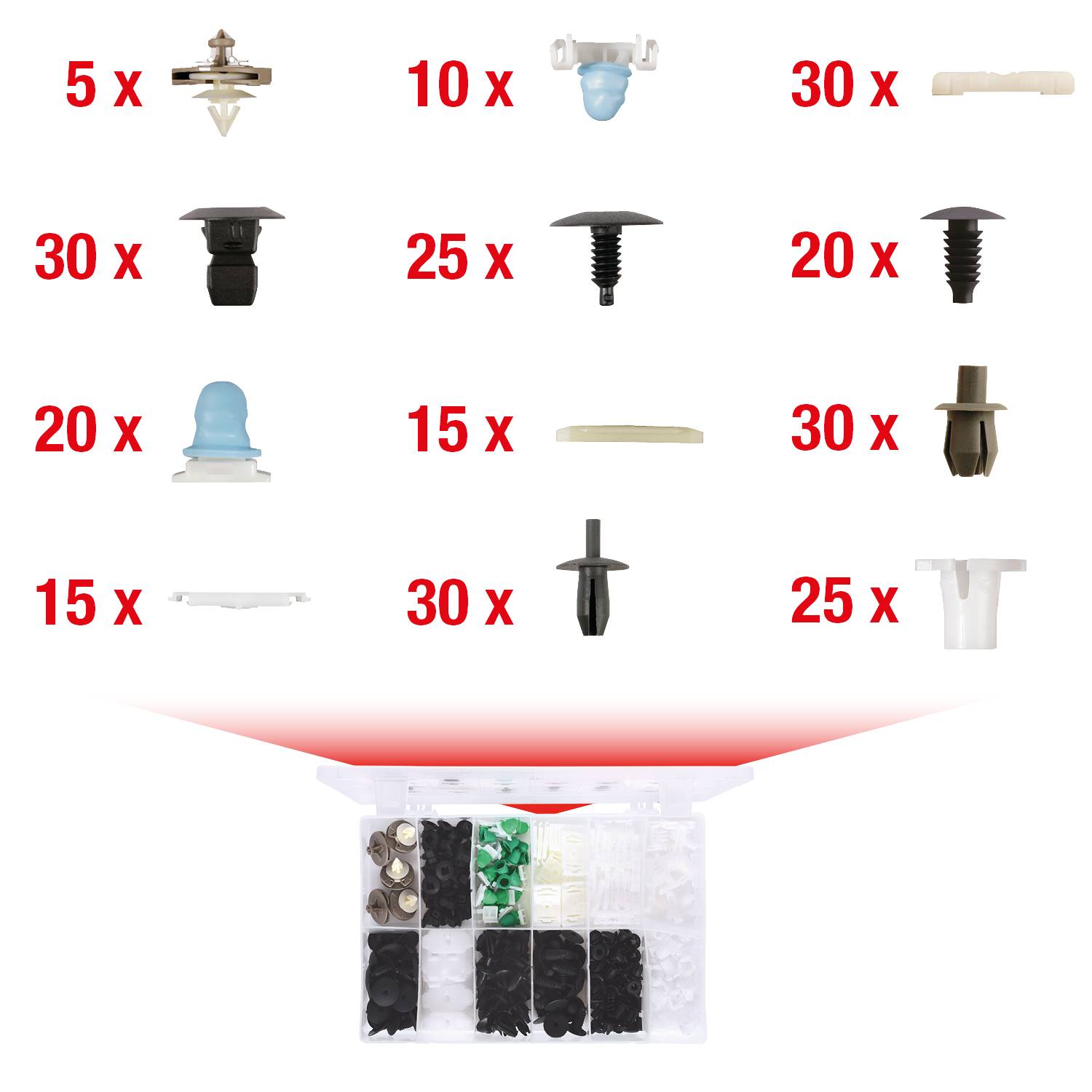 KS Tools 420.0850 Befestigungs-Clip-Satz für Volkswagen, 255-tlg