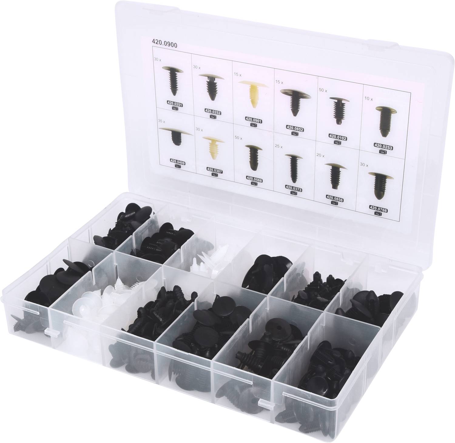 KS Tools 420.0900 Befestigungs-Clip-Satz für Kabelbäume, 340-tlg