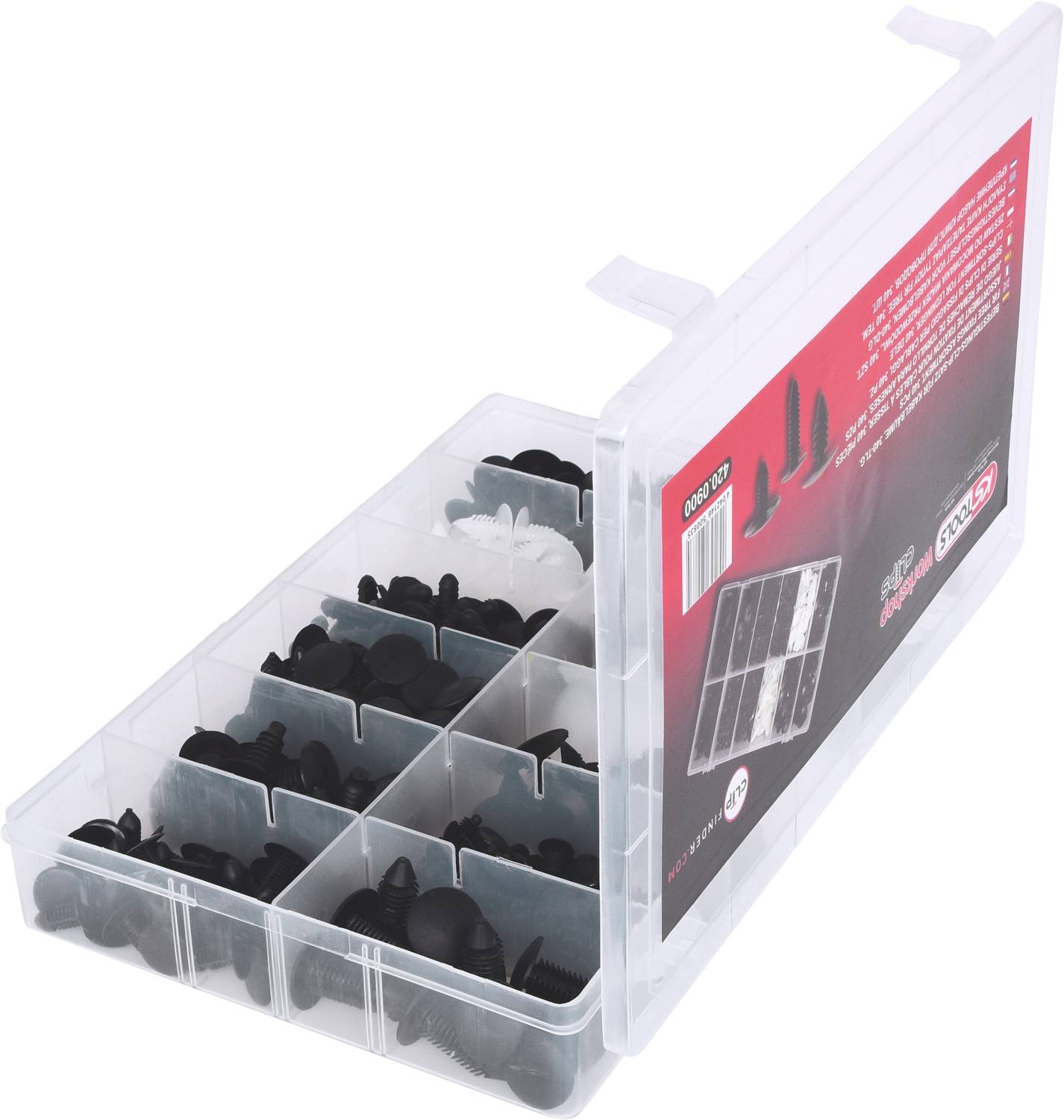 KS Tools 420.0900 Befestigungs-Clip-Satz für Kabelbäume, 340-tlg