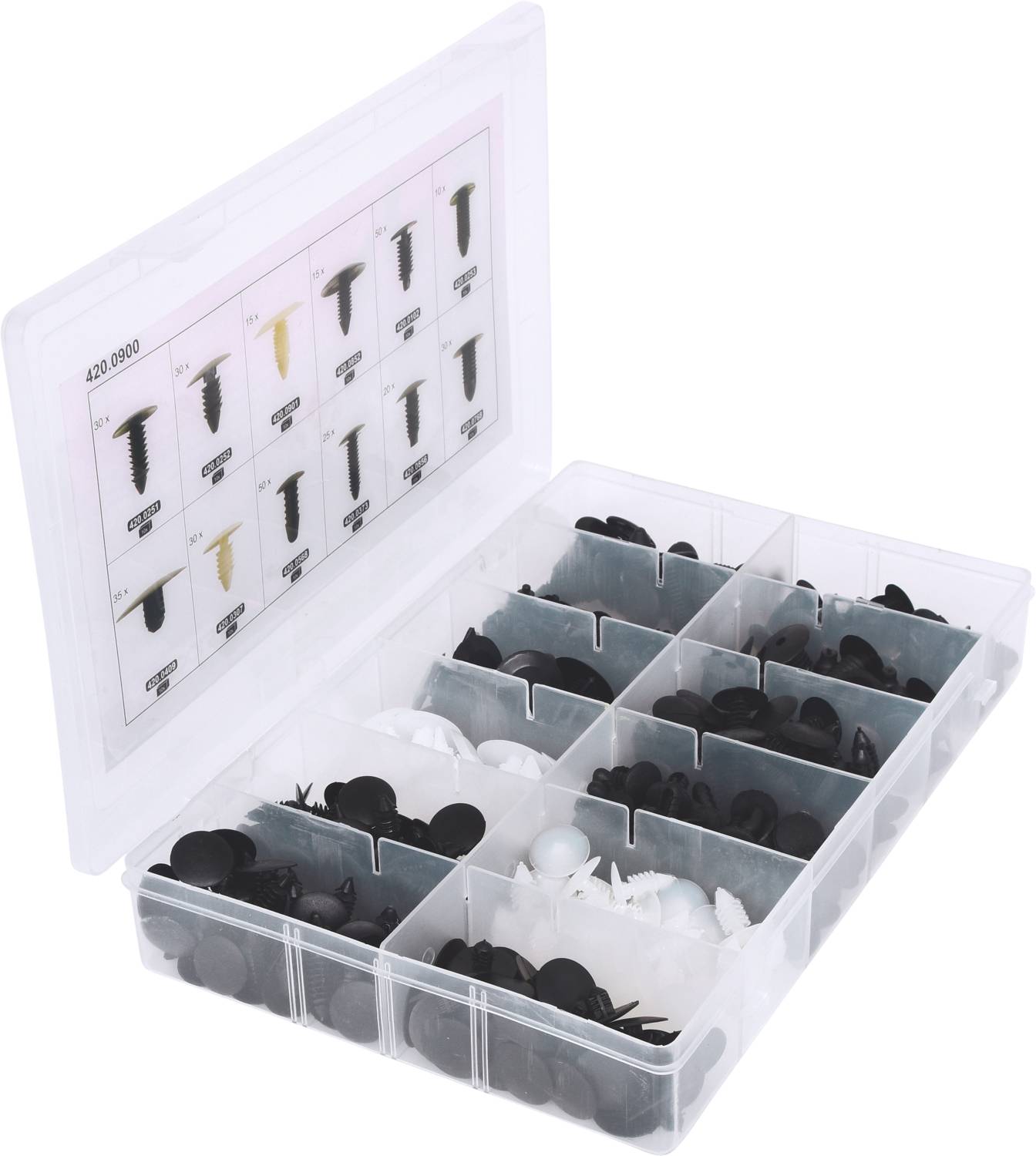 KS Tools 420.0900 Befestigungs-Clip-Satz für Kabelbäume, 340-tlg