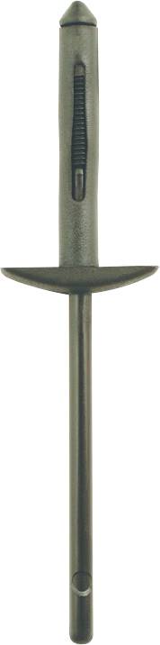 Ein schwarzer, metallischer Griff mit einer schmalen, langen Klinge, die an ein Schwert oder einen Degen erinnert.