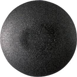 Schwarze, kreisförmige, texturierte Oberfläche.
