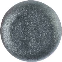 Eine runde, leicht glänzende, graue Metalloberfläche.