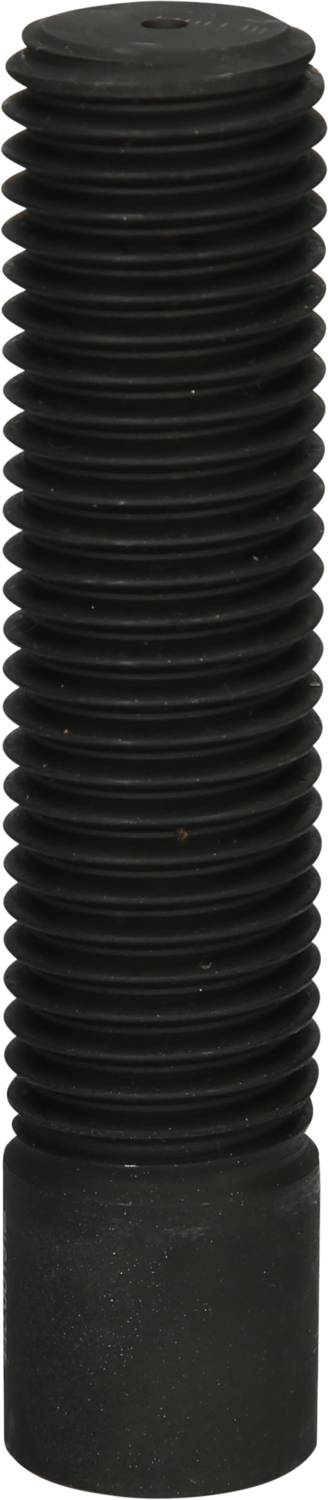 Schwarze Schraube mit durchgängigem Gewinde, stehend in vertikaler Position.