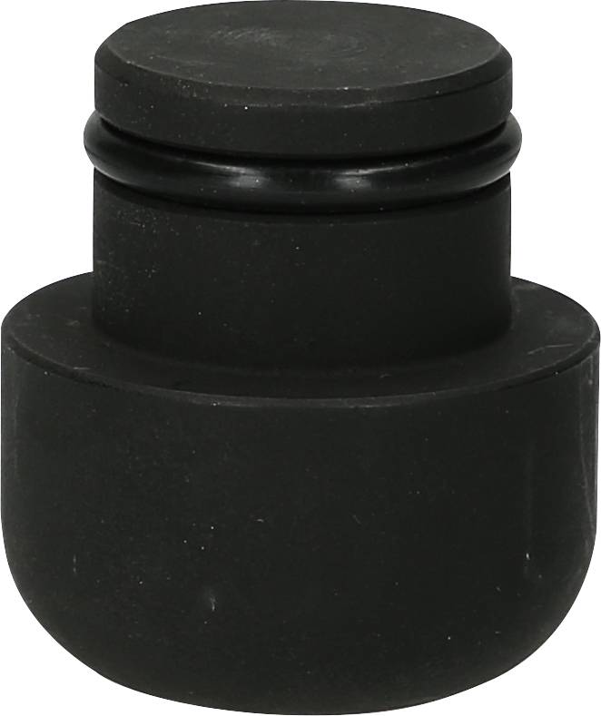 Schwarzer Flaschenkorken aus Gummi mit O-Ring, zum Wiederverschließen von Weinflaschen; einfaches, funktionales Design.