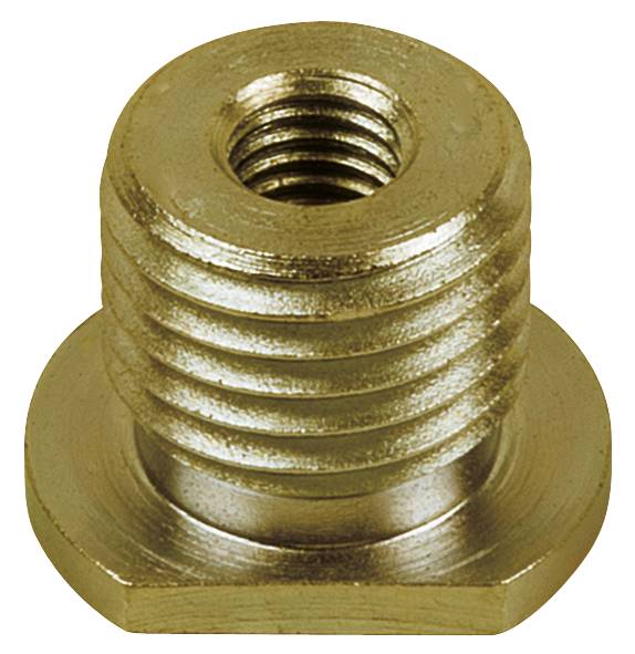 Messing-Schraubadapter, zylindrisch mit Innen- und Außengewinde, dient als Verbindungsstück in technischen Anwendungen.