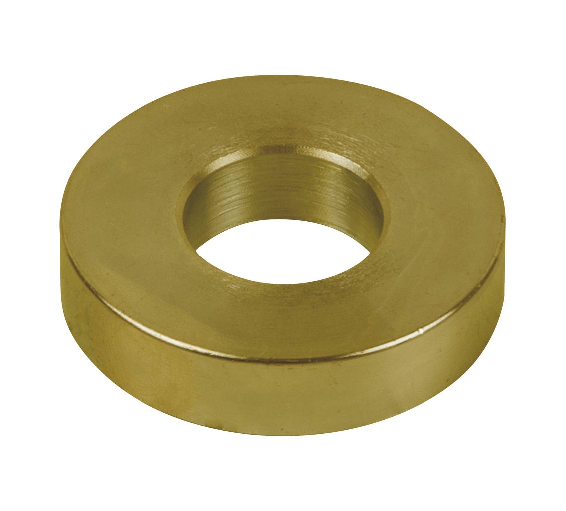 Runde, flache Bronze-Scheibe mit mittigem Loch, die als Unterlegscheibe oder Distanzstück verwendet werden kann.