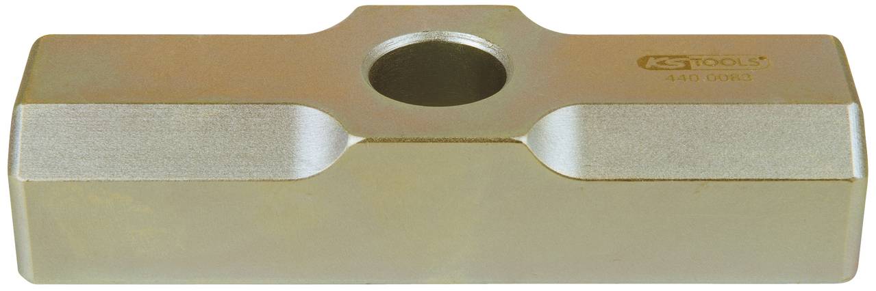 Ein rechteckiges Metallstück mit einem zentralen, kreisförmigen Loch. Auf dem Metall ist der Schriftzug 'KS Tools 440.0022' eingraviert.