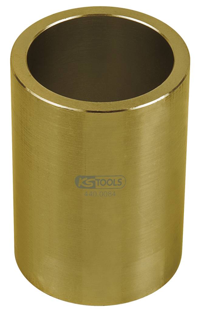 Ein zylindrisches, goldenes Metallrohr, aufrecht stehend, glänzende Oberfläche, mit dem Text 'KS TOOLS' auf der Außenseite.