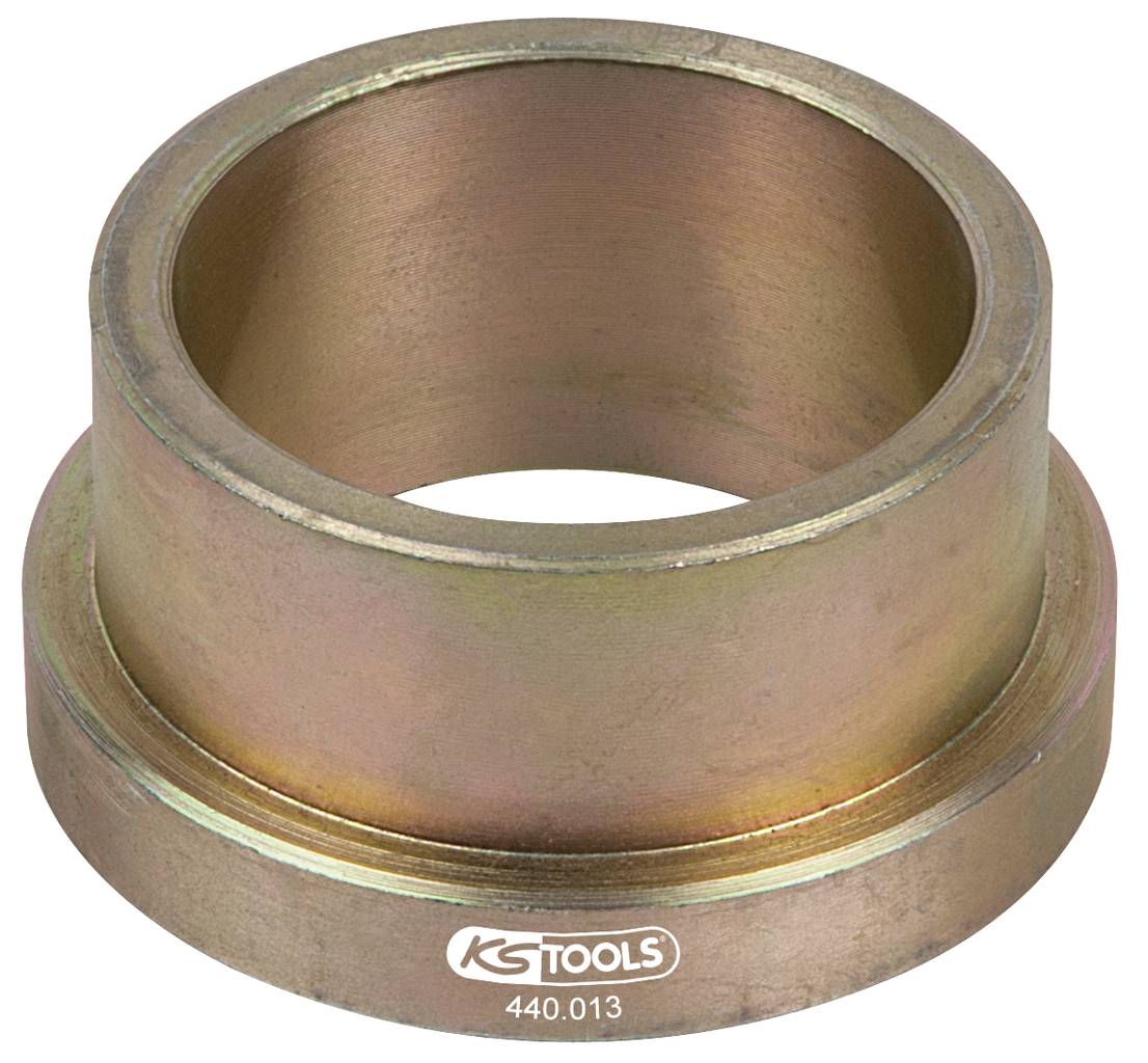 Metallhülse mit einer Öffnung, trägt die Aufschrift 'KS TOOLS 440.013' auf der Basis. Werkzeugkomponente, zylindrische Form.