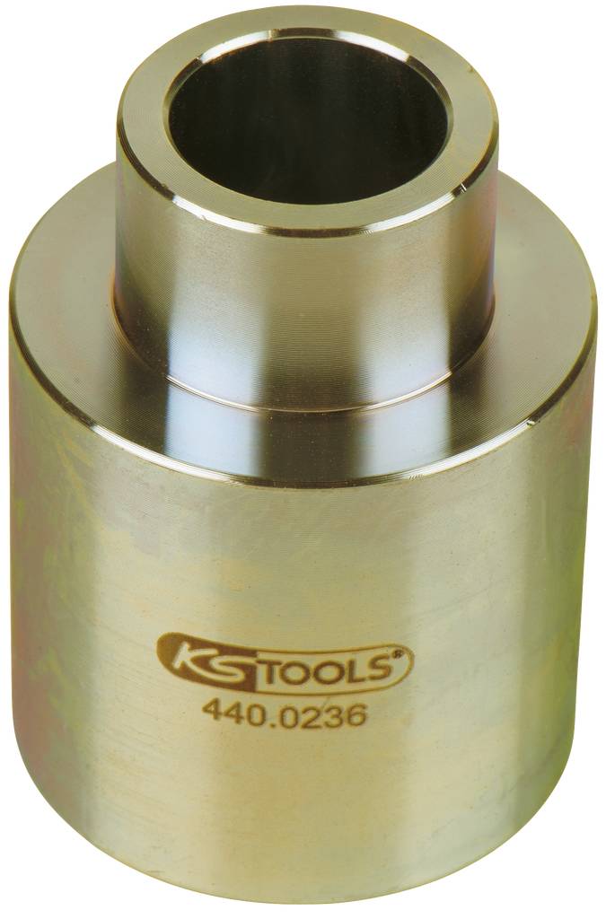 Metallwerkzeug mit der Aufschrift 'KS Tools 440.0236'. Zylindrische Form und glatte Oberfläche. Verwendet für mechanische Anwendungen.