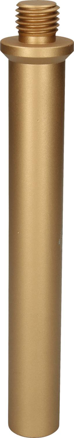 Goldenes, zylindrisches Metallteil mit Schraubgewinde oben, wahrscheinlich ein Bestandteil einer mechanischen oder technischen Konstruktion.