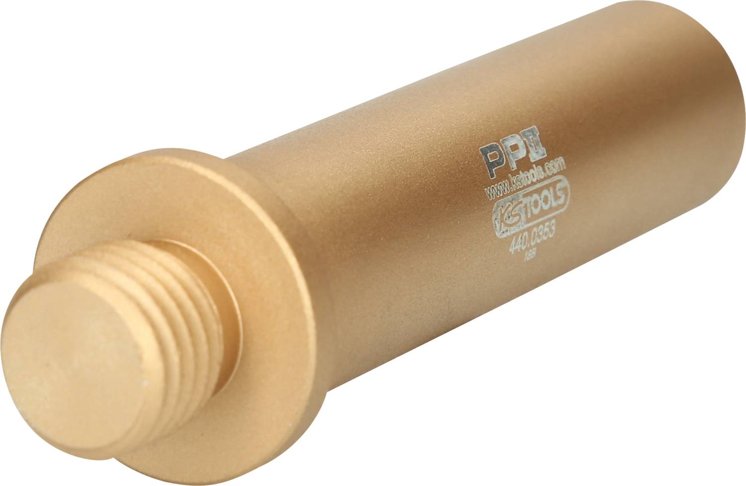 Metallischer Adapterzylinder mit Gewinde, goldfarben, markiert mit 