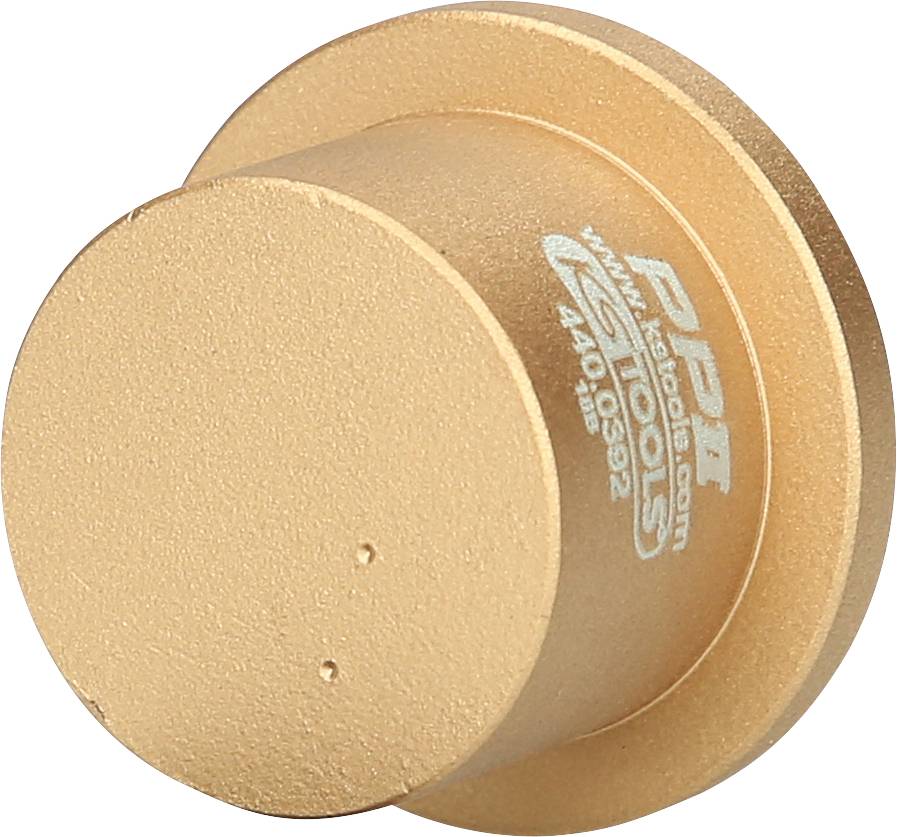 Ein goldener, zylindrischer Aufsatz mit der Aufschrift 'PPR 44102.02', verwendet für Werkzeugmaschinen oder technische Anwendungen.