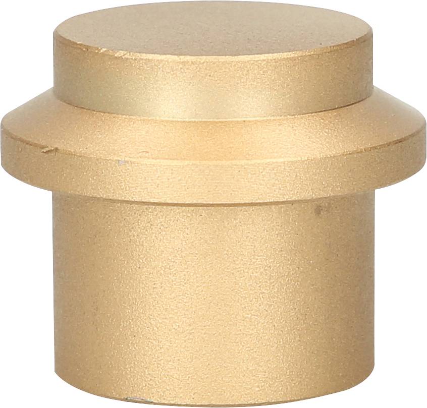 Ein goldener, zylinderförmiger Baustein aus Kunststoff mit einem kleineren Zylinder oben, ähnlich einem Legobaustein.