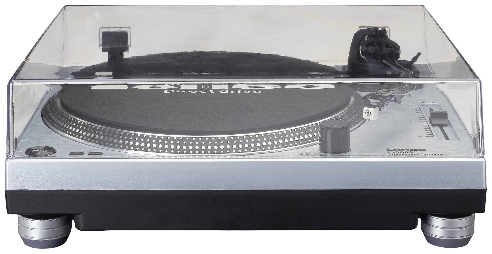 Lenco USB-Plattenspieler Direktantrieb Silber, Schwarz