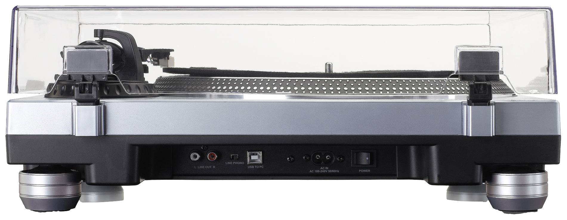 Lenco USB-Plattenspieler Direktantrieb Silber, Schwarz