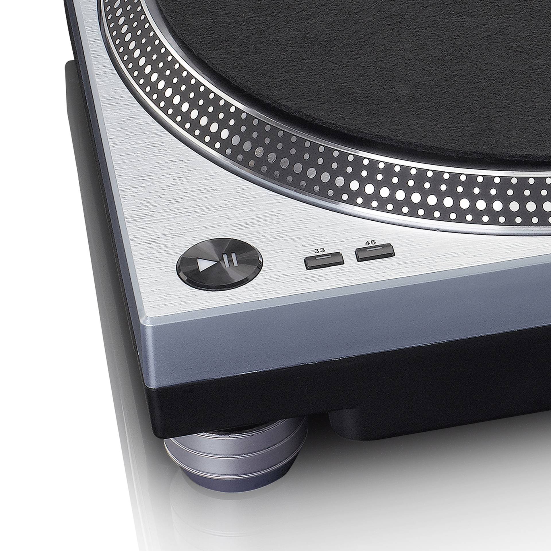 Lenco USB-Plattenspieler Direktantrieb Silber, Schwarz