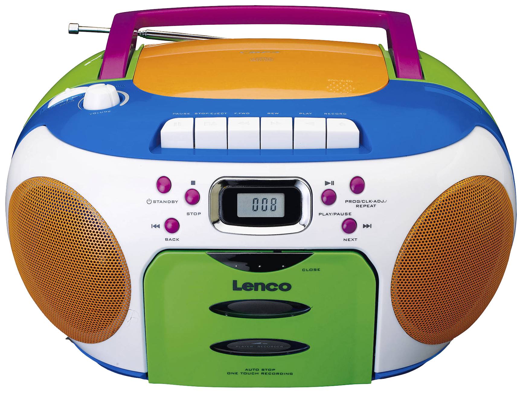 Lenco CD-Radio FM CD, Kassette Bunt
