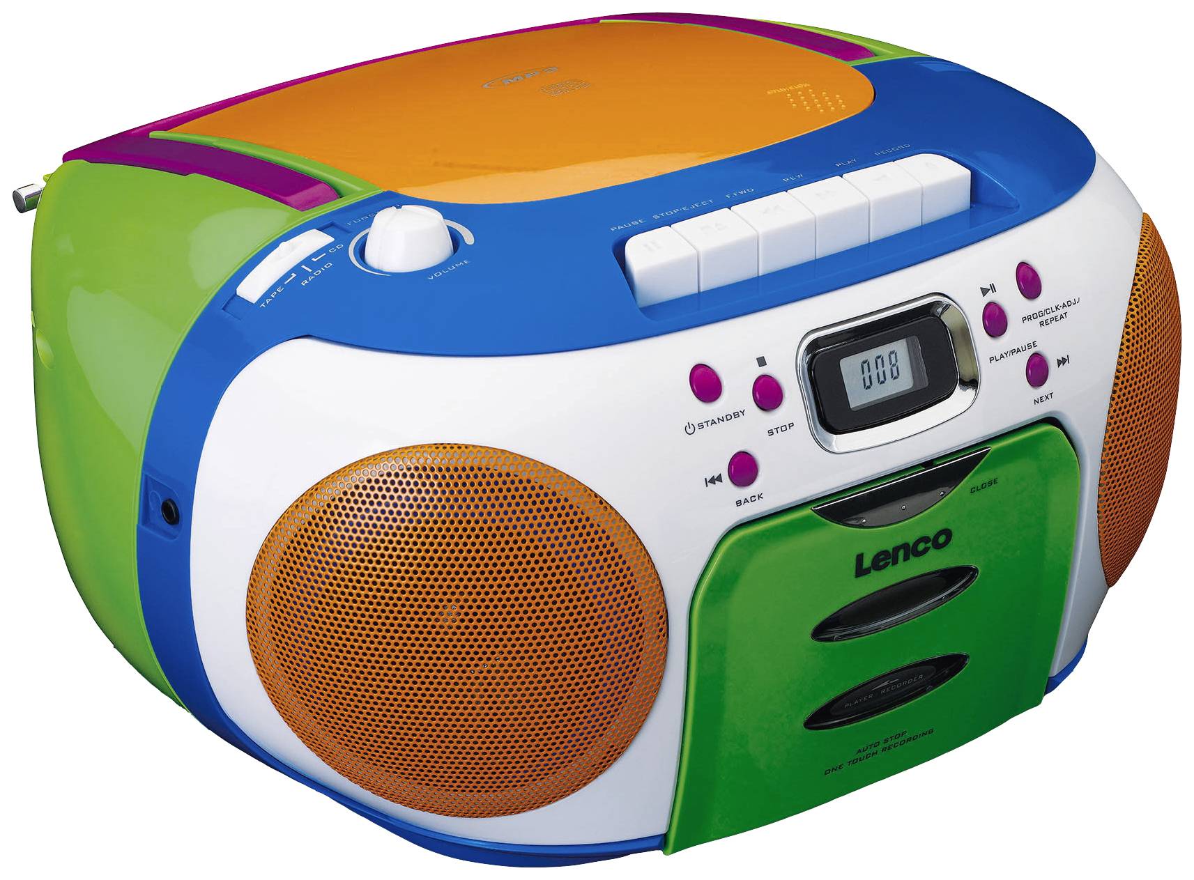 Lenco CD-Radio FM CD, Kassette Bunt