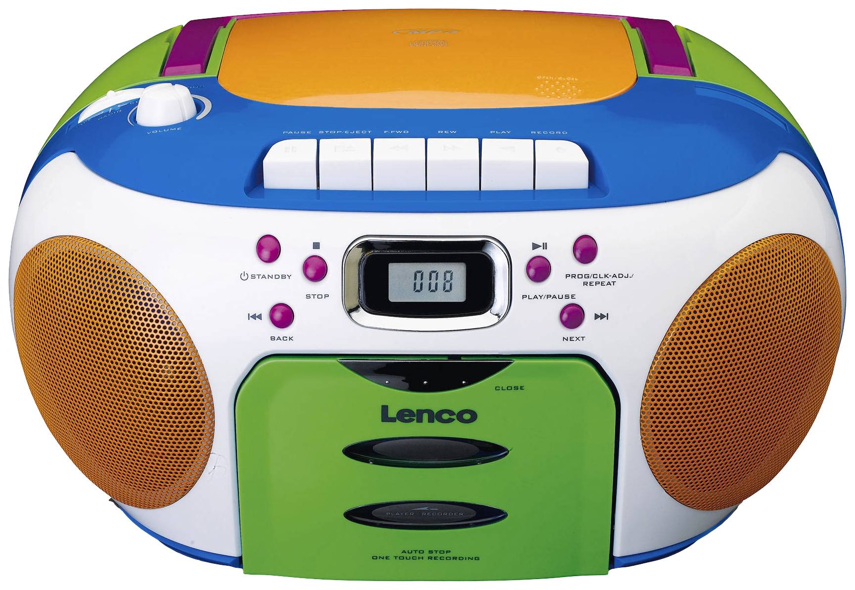 Lenco CD-Radio FM CD, Kassette Bunt