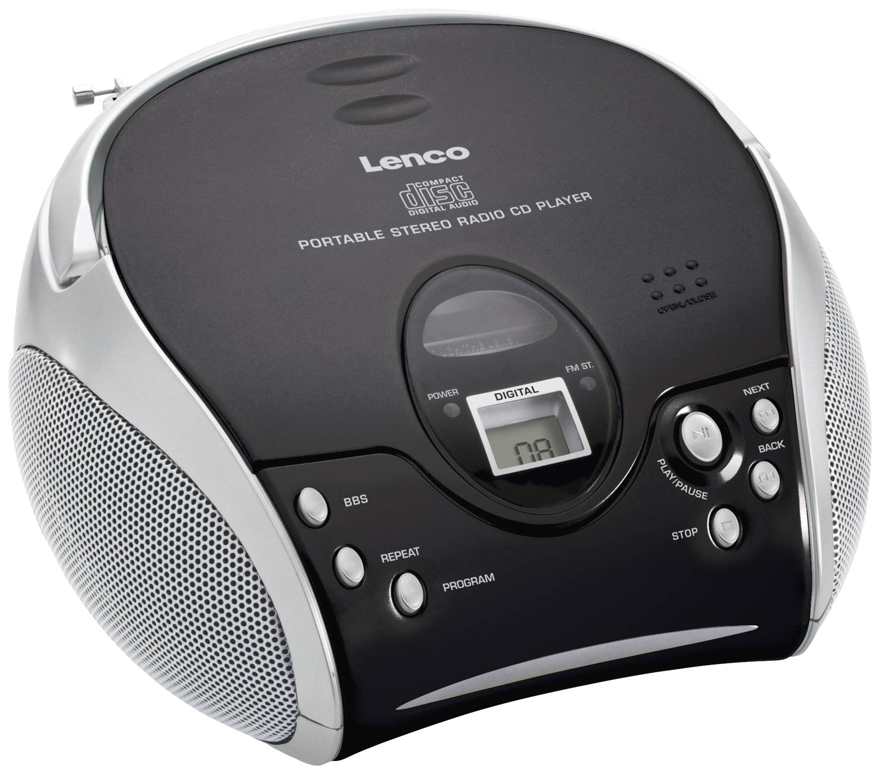 Lenco CD-Radio FM, UKW CD Schwarz, Silber