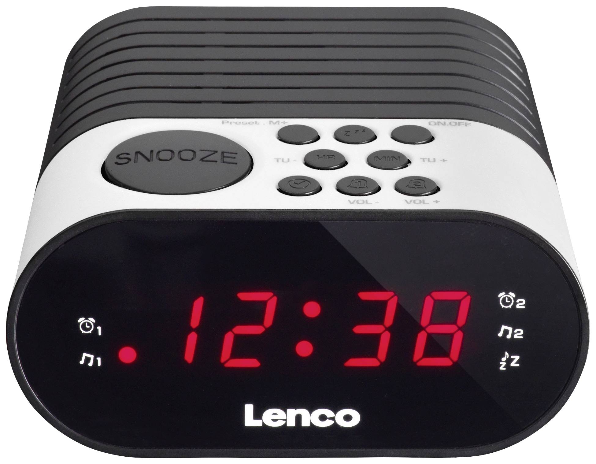 Lenco Radiowecker FM Weckfunktion Schwarz, Weiß