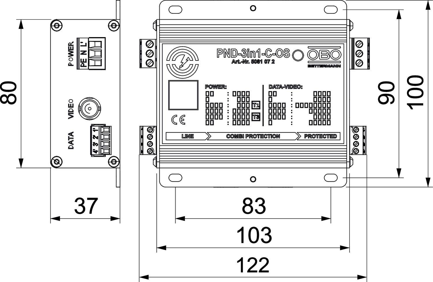 OBO Bettermann 5081072 PND-3in1-C-OS Verteilerschrank-Überspannungsschutz 1St.