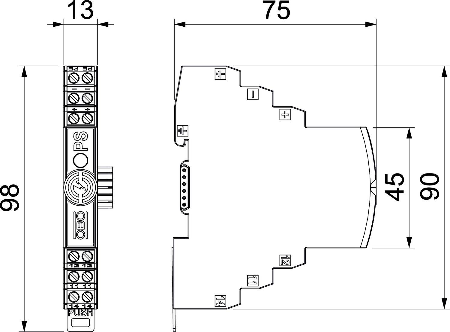 OBO Bettermann 5080452 PDP-PS Datenleitschutzgerät Überspannungsschutz für: 40mm Sammelschiene 1St.