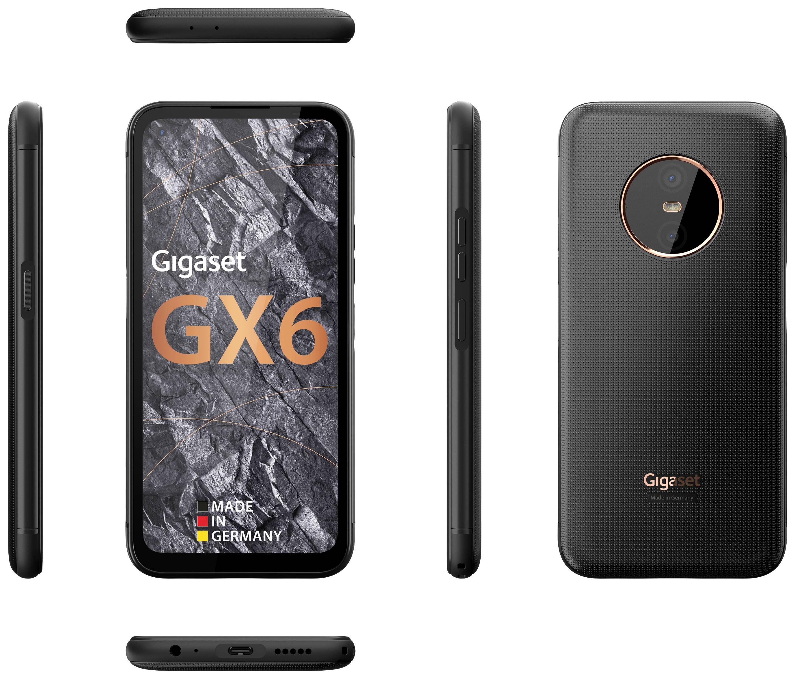 Gigaset GX6 Outdoor Smartphone 128GB 16.8cm (6.6 Zoll) Titanium, Schwarz Android™ 12 Triple-Slot