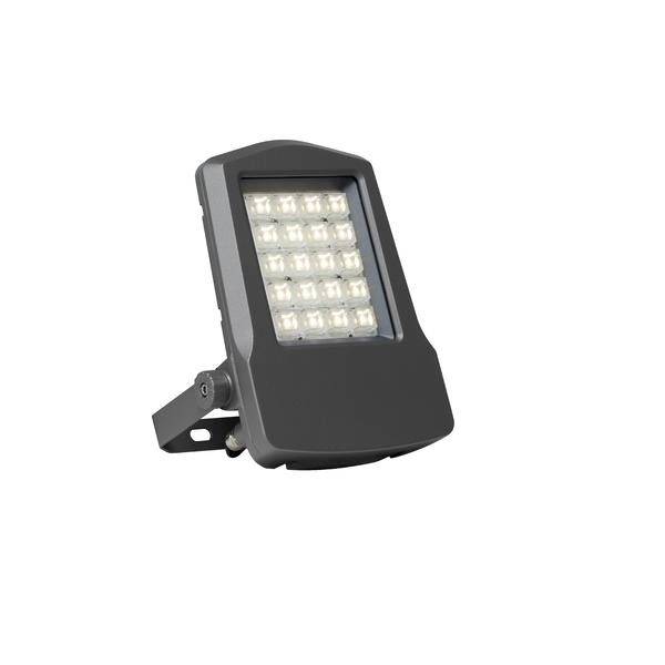 Flutlichtstrahler mit LED-Paneel; modernes Design; geeignet zur Außenbeleuchtung; schwarz; zeigt rechteckige Leuchtelemente.