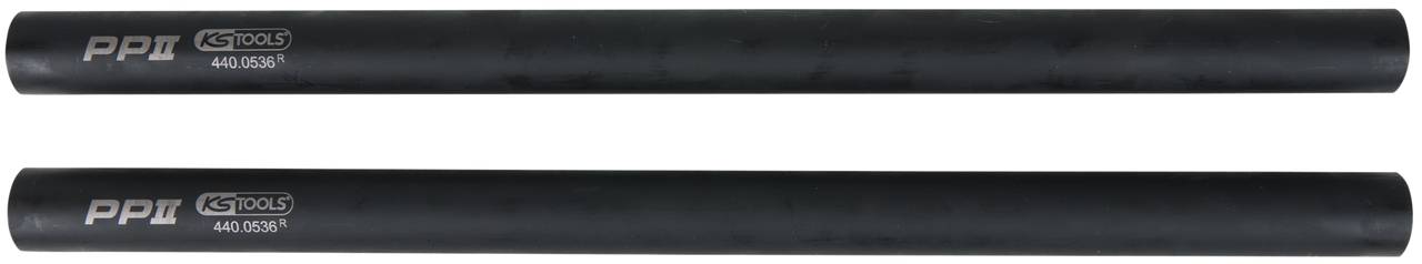 Zwei schwarze, zylindrische Kunststoffrohre mit der Aufschrift 'PPR AS Tools 40x3,5 PN6'.