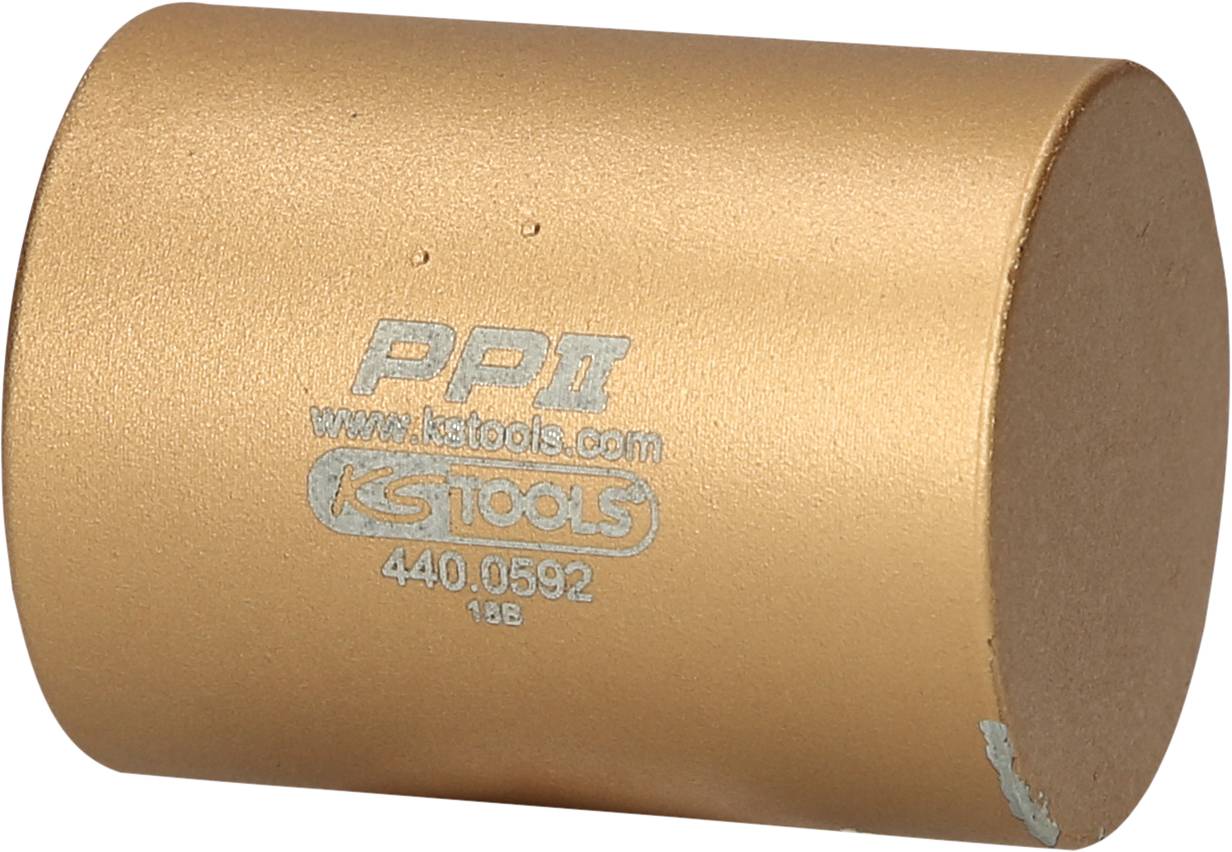 Kupferfarbene, zylindrische Metallhülle mit der Aufschrift 'PP II KS Tools 440.0592'.