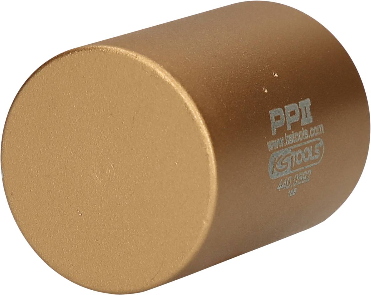 Goldener, zylindrischer Metalladapter mit der Aufschrift 'PP II' auf der Seite, verwendet für spezielle Mechanik- oder Werkzeuganwendungen.