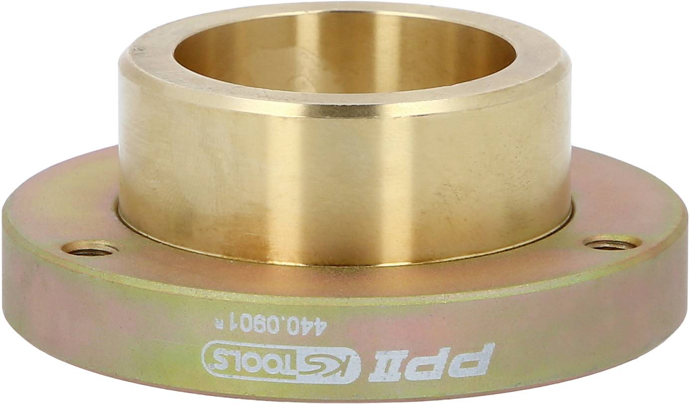 Ein runder, goldfarbener Metalladapter mit Gravur '41-0801'. Verwendet für präzise Passform in technischen Anwendungen.