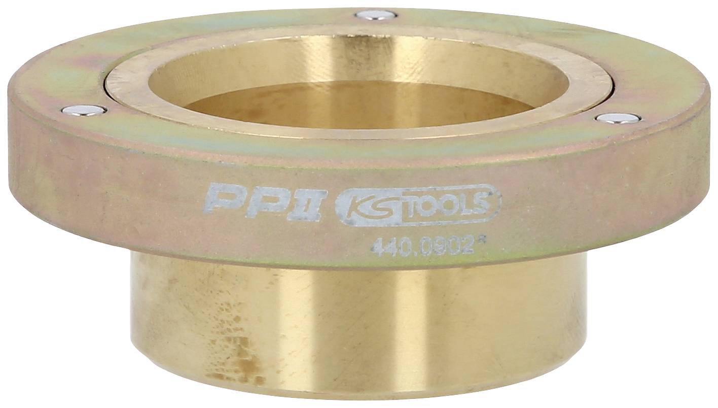 Metallischer runder Adapter mit Schrauben sichtbar. Aufschrift 'KS TOOLS' und '440.0832'. Werkzeugkomponente für mechanische Anwendungen.