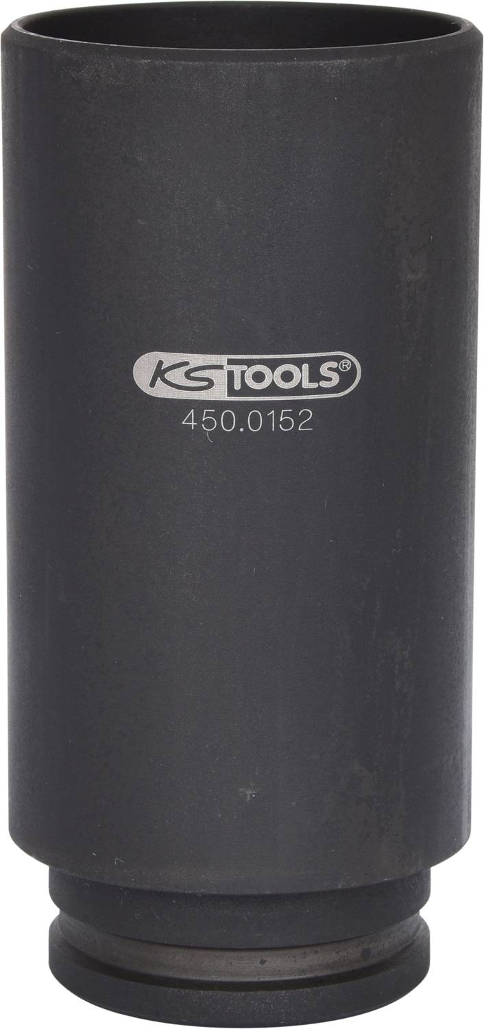 Dunkle Stecknuss mit dem Logo von KS Tools und der Nummer 450.0152. Zylinderform, geeignet zur Verwendung mit Schlagschraubern.