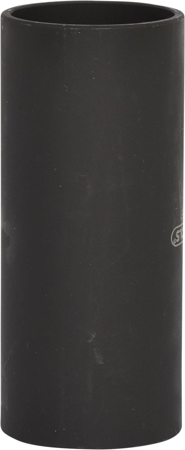 Schwarzes, zylindrisches Rohr, vertikal ausgerichtet, vor neutralem Hintergrund.