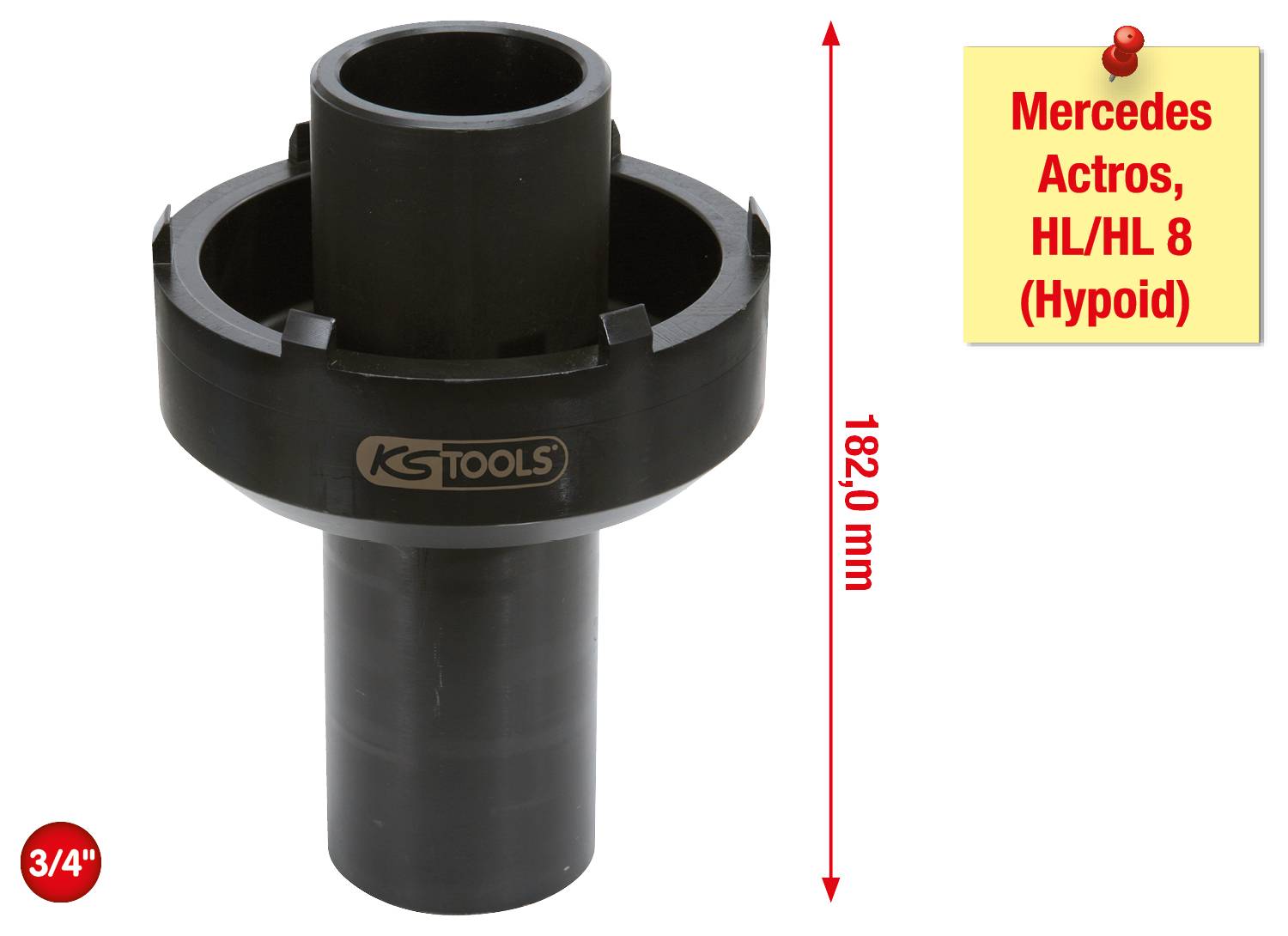 KS Tools 3/4" Nutmuttern-Schlüssel mit 6 Zapfen für Mercedes, 105-125mm 450.0167