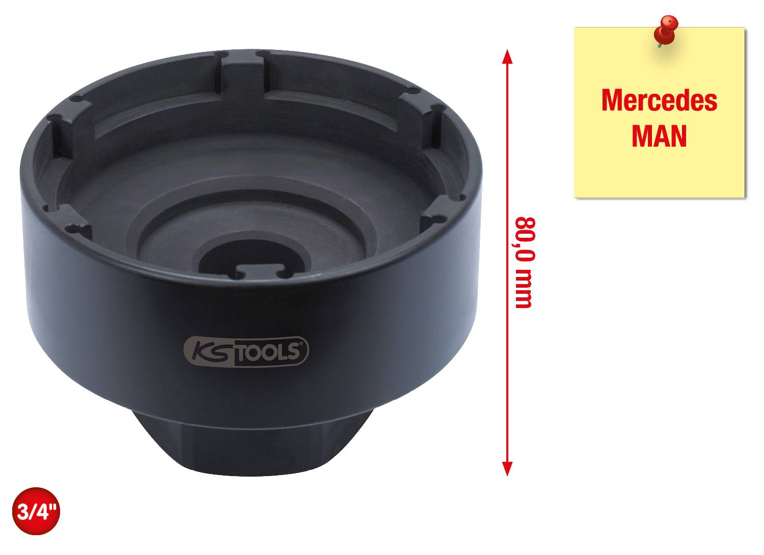 KS Tools 3/4" Nutmuttern-Schlüssel mit 6 Zapfen für Mercedes und MAN 450.0169