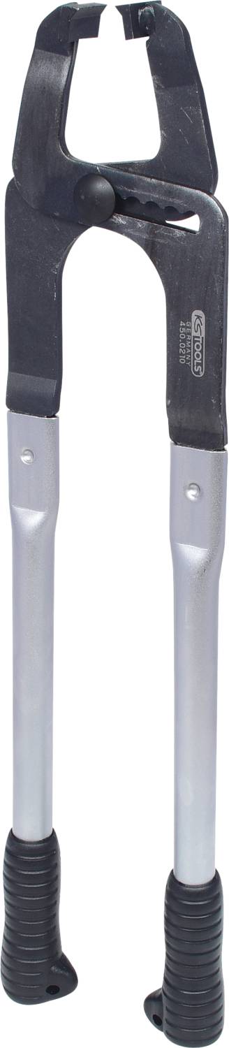 Ein schwarzer Kabelschneider mit langen, grauen Griffen.