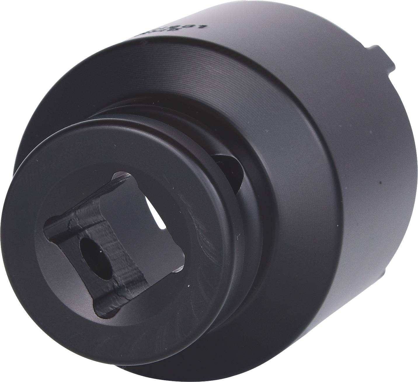 Schwarzes metallisches Kfz-Werkzeug in zylindrischer Form, wahrscheinlich zur Montage oder Demontage bestimmter Teile.