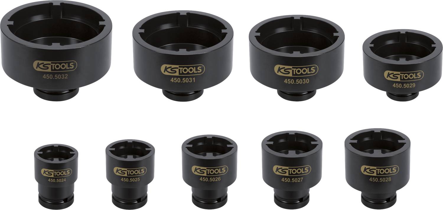KS Tools Nutmuttern-Schlüssel-Satz, Zapfen innen liegend, 9-tlg 450.5020