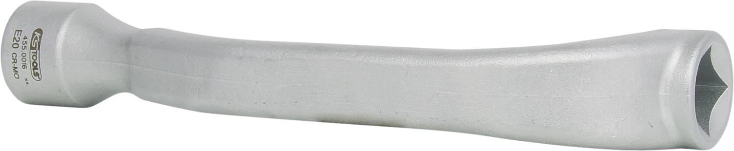 Metallene Stecknuss mit einer sechseckigen Öffnung und einem abgerundeten Ende, verwendet für Schraubarbeiten im Automobilbereich.